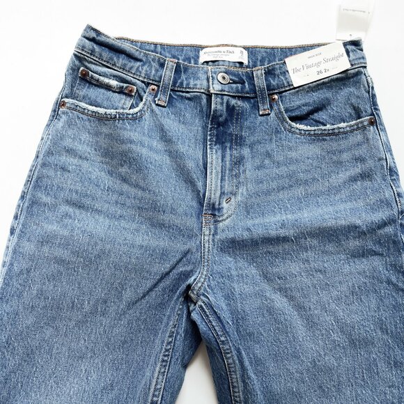 Abercrombie High Rise Vintage Straight Jeans Medium Size 26 Regular NEW NWT - Picture 3 of 9
